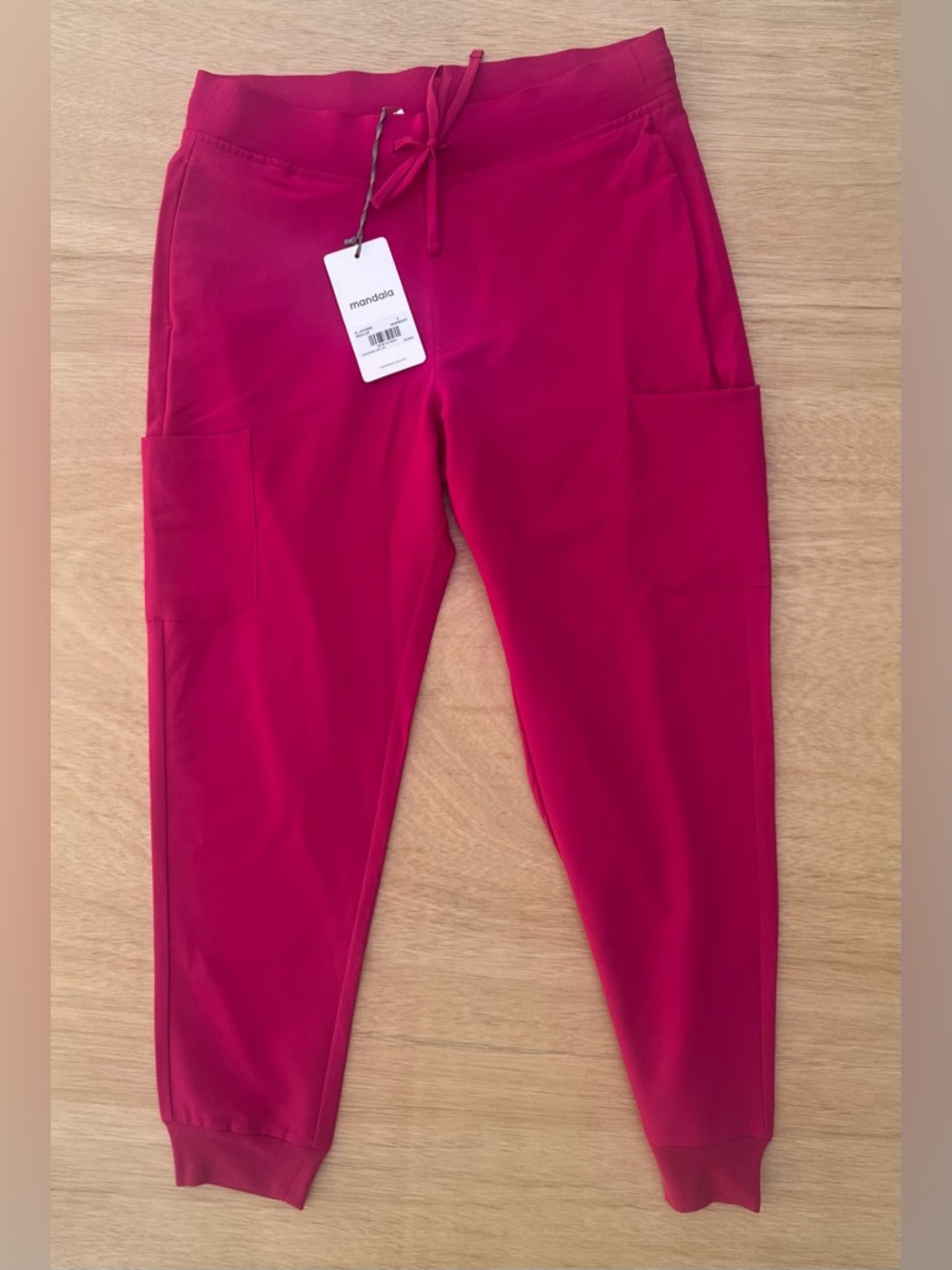 Mandala Vibrant Raspberry Pink Utility Jogger Scrubs Pockets NWT Workwear Active